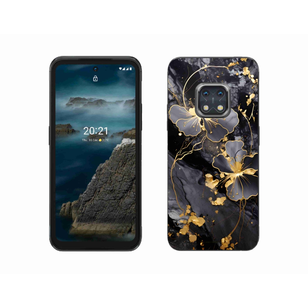 Gelový kryt mmCase na Nokia XR20 - zlaté květy