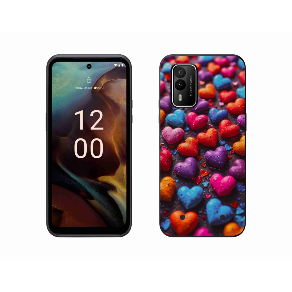 Gelový kryt mmCase na Nokia XR21 - barevná srdce