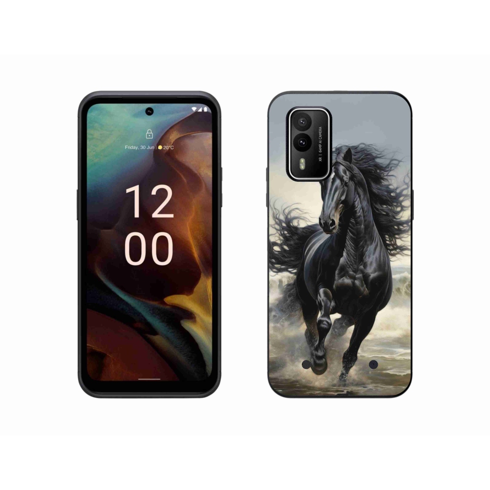 Gelový kryt mmCase na Nokia XR21 - běžící černý kůň