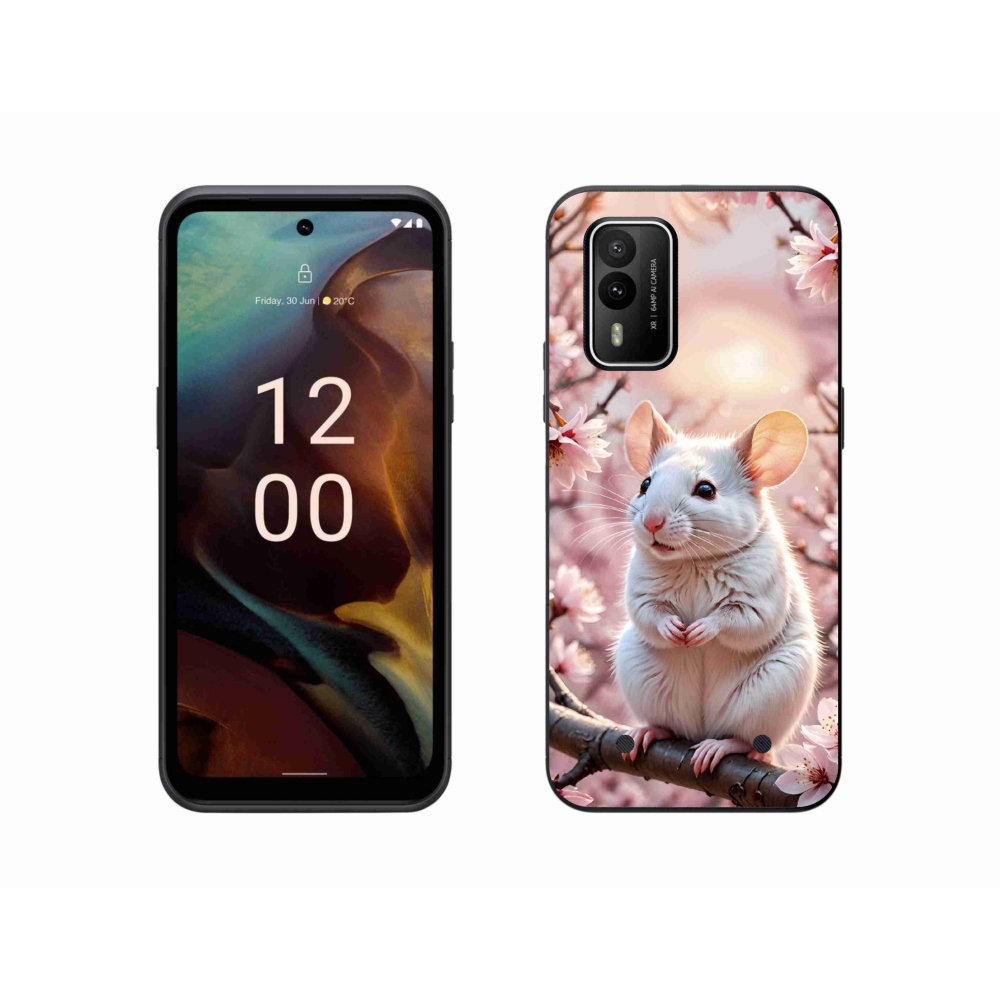Gelový kryt mmCase na Nokia XR21 - bílá myš na větvi