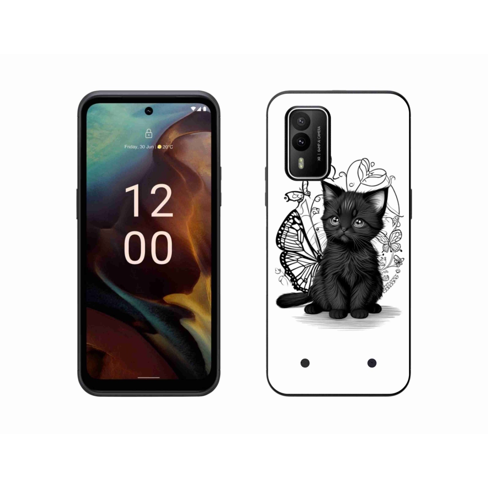 Gelový kryt mmCase na Nokia XR21 - černé kotě