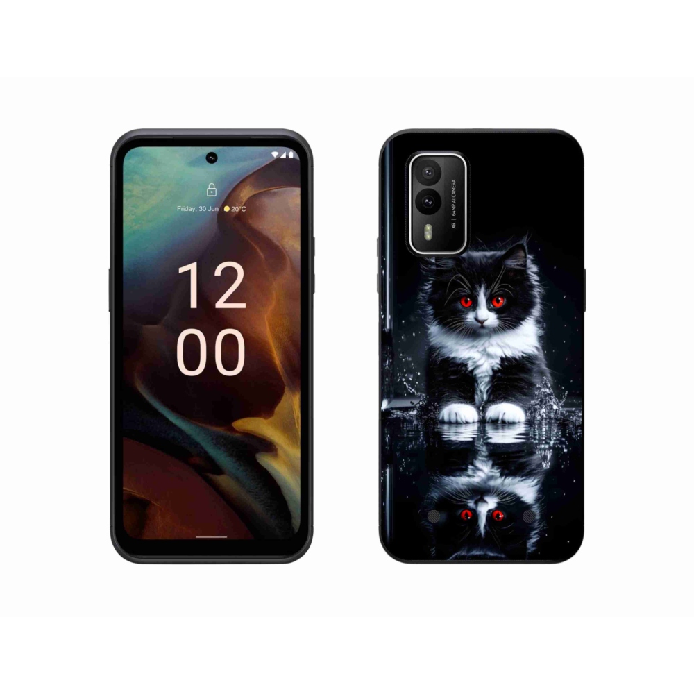 Gelový kryt mmCase na Nokia XR21 - černobílé kotě