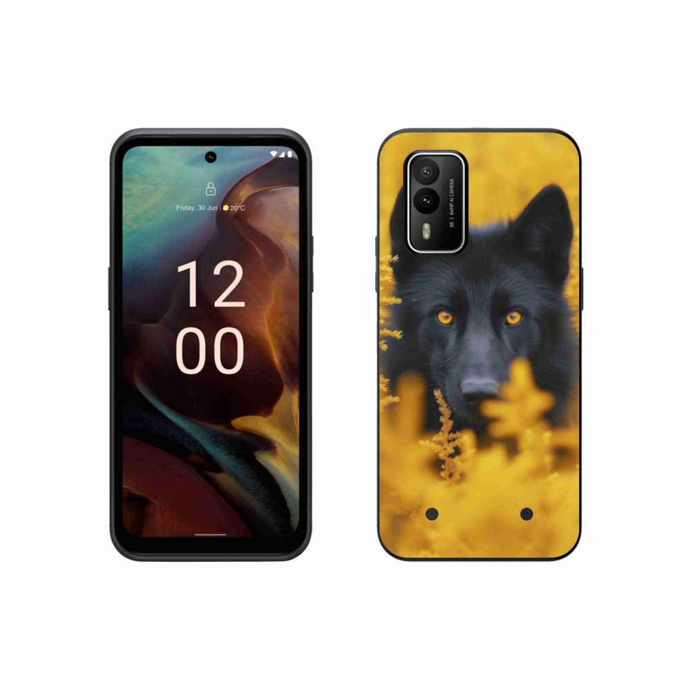 Gelový kryt mmCase na Nokia XR21 - černý vlk 2