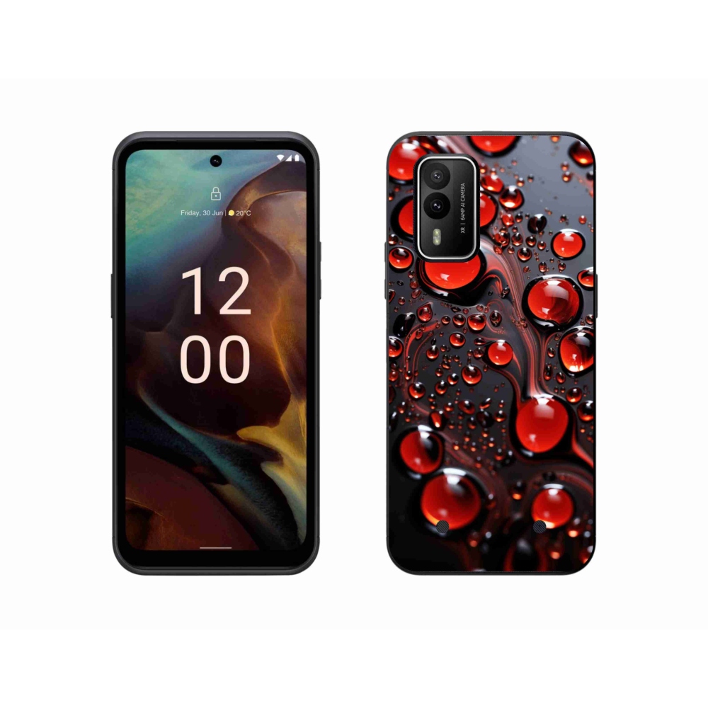 Gelový kryt mmCase na Nokia XR21 - červené kapky 2