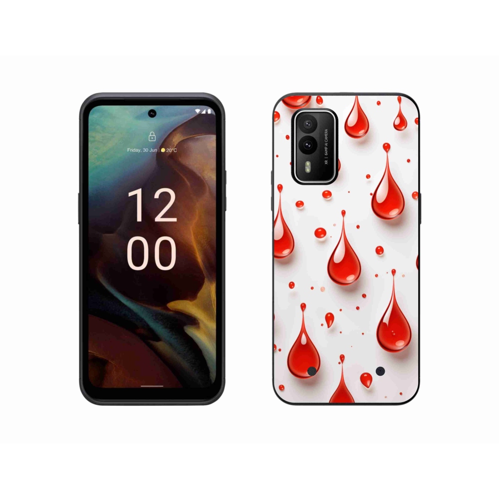 Gelový kryt mmCase na Nokia XR21 - červené kapky