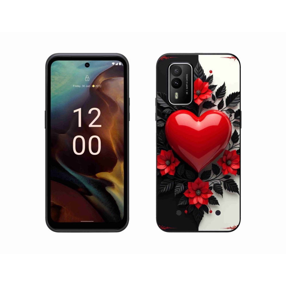 Gelový kryt mmCase na Nokia XR21 - červené srdce