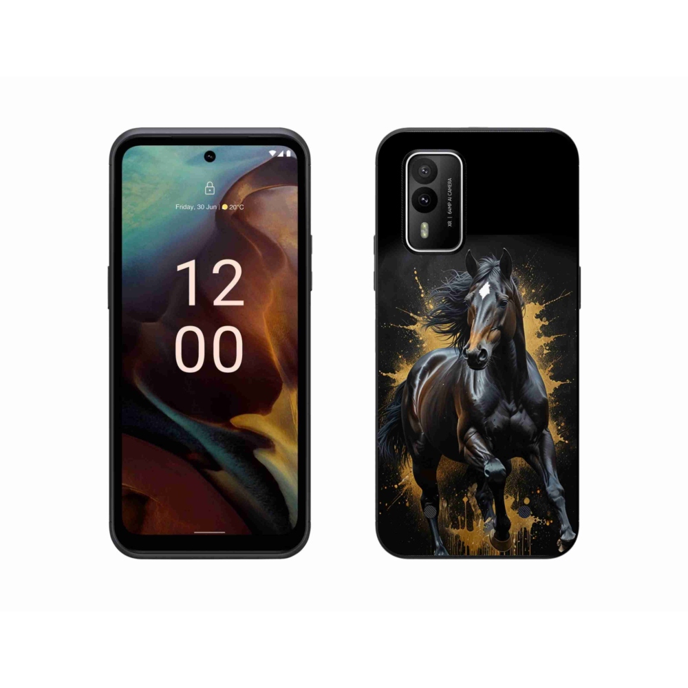 Gelový kryt mmCase na Nokia XR21 - elegantní černý hřebec