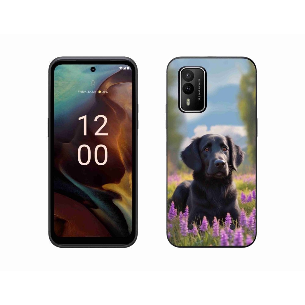 Gelový kryt mmCase na Nokia XR21 - elegantní černý retrívr