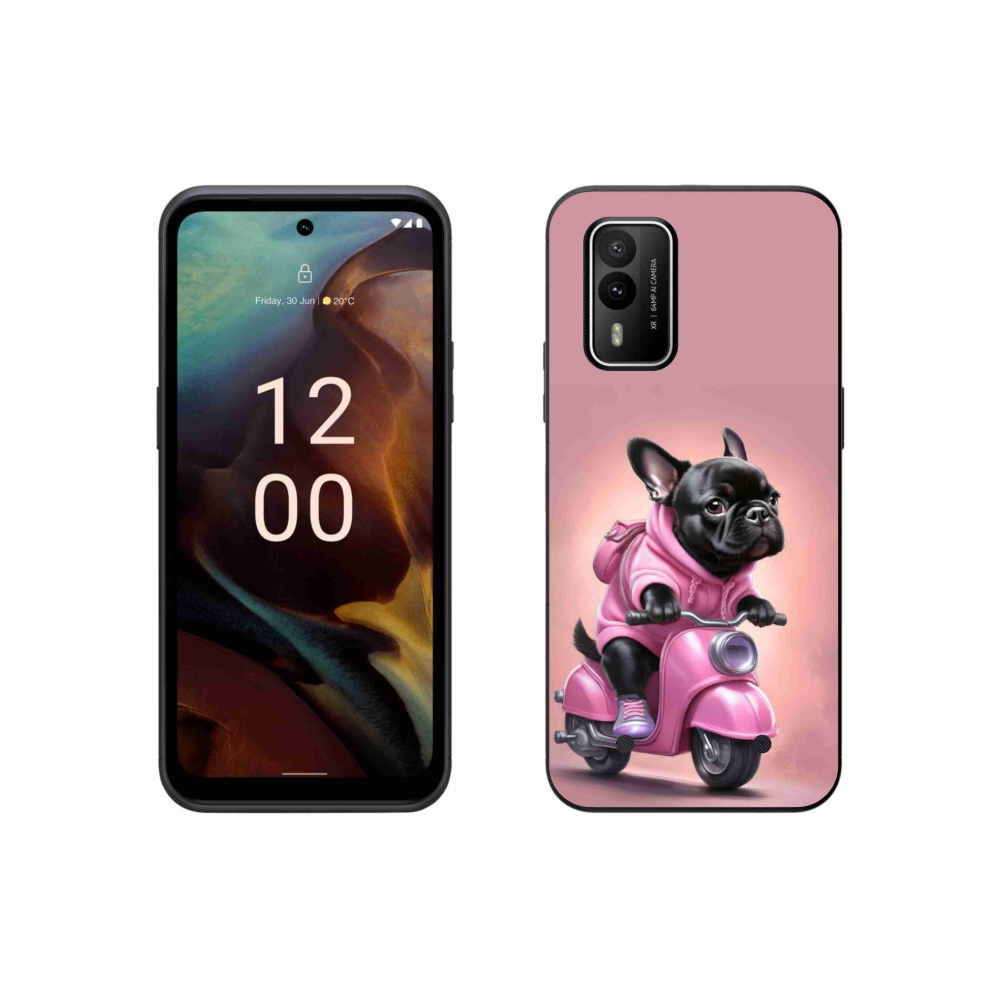 Gelový kryt mmCase na Nokia XR21 - francouzský buldoček na skútru