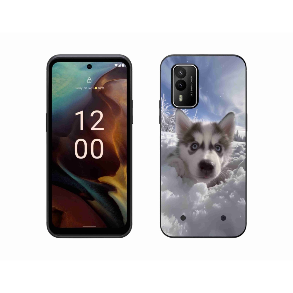 Gelový kryt mmCase na Nokia XR21 - husky ve sněhu