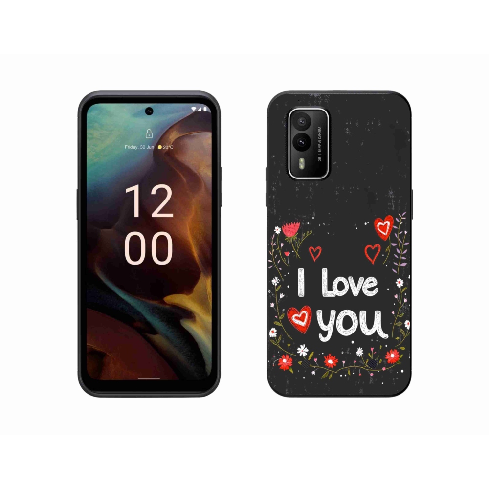 Gelový kryt mmCase na Nokia XR21 - I love you černé pozadí