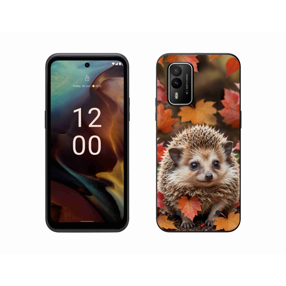 Gelový kryt mmCase na Nokia XR21 - ježek v listí