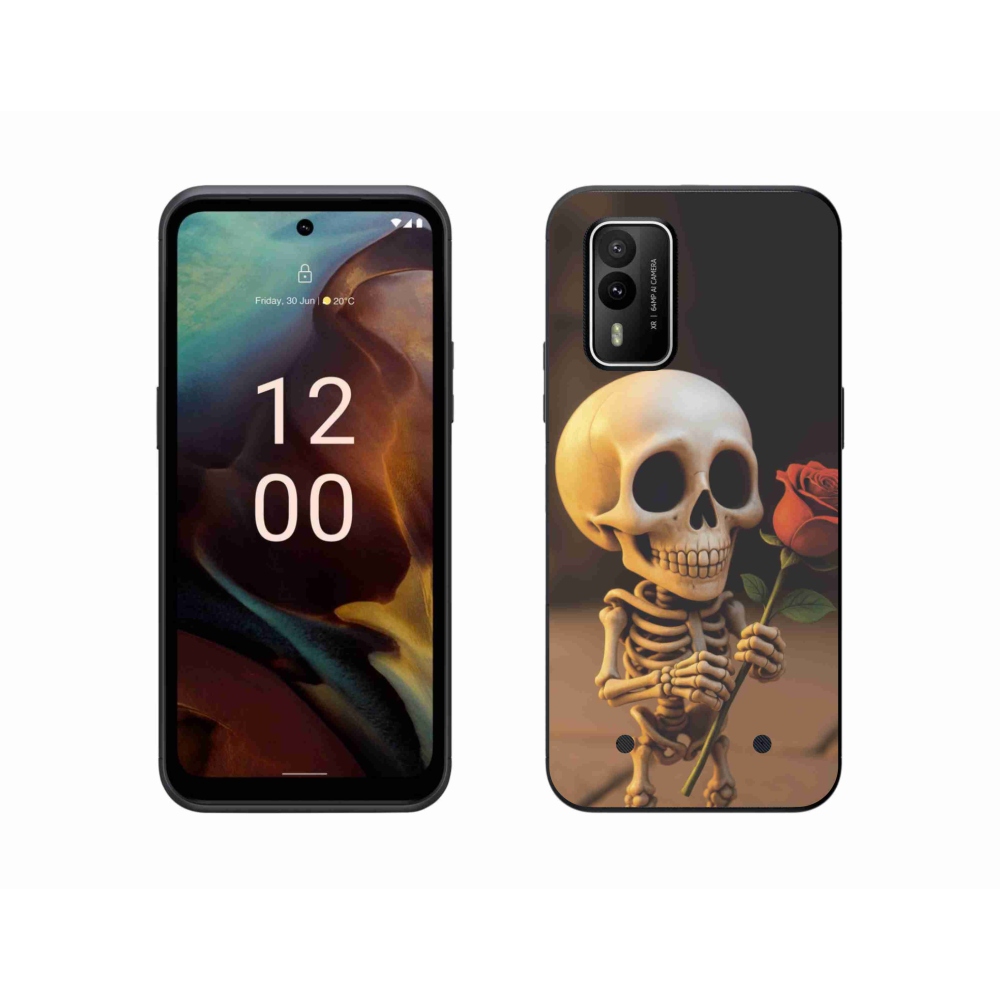 Gelový kryt mmCase na Nokia XR21 - kostlivec s růží