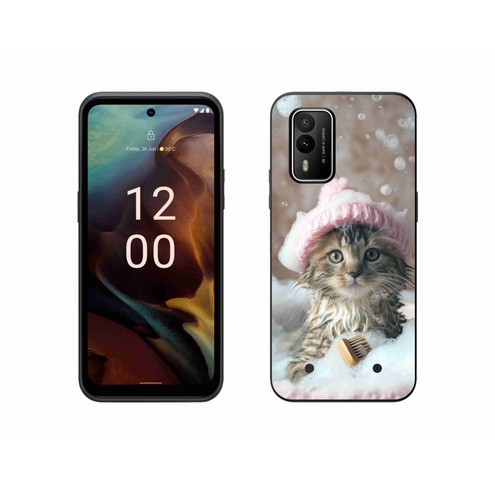 Gelový kryt mmCase na Nokia XR21 - kotě a koupel