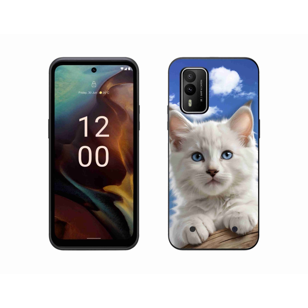 Gelový kryt mmCase na Nokia XR21 - kotě a oblaka