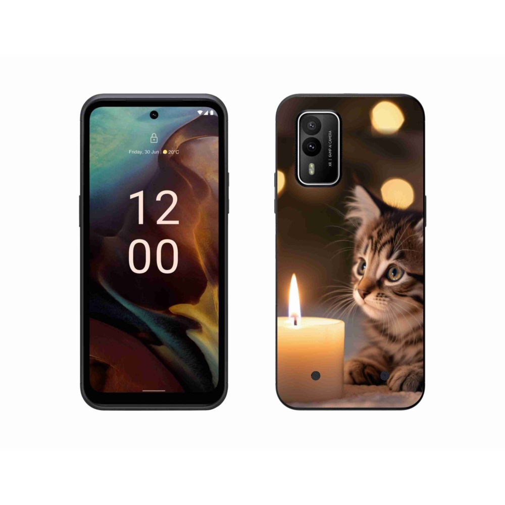 Gelový kryt mmCase na Nokia XR21 - kotě a svíčka