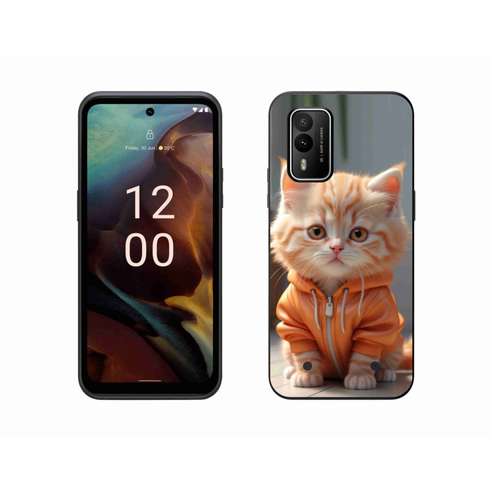 Gelový kryt mmCase na Nokia XR21 - kotě v mikině