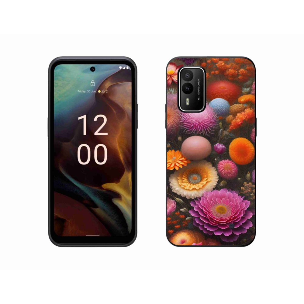 Gelový kryt mmCase na Nokia XR21 - květinová kompozice