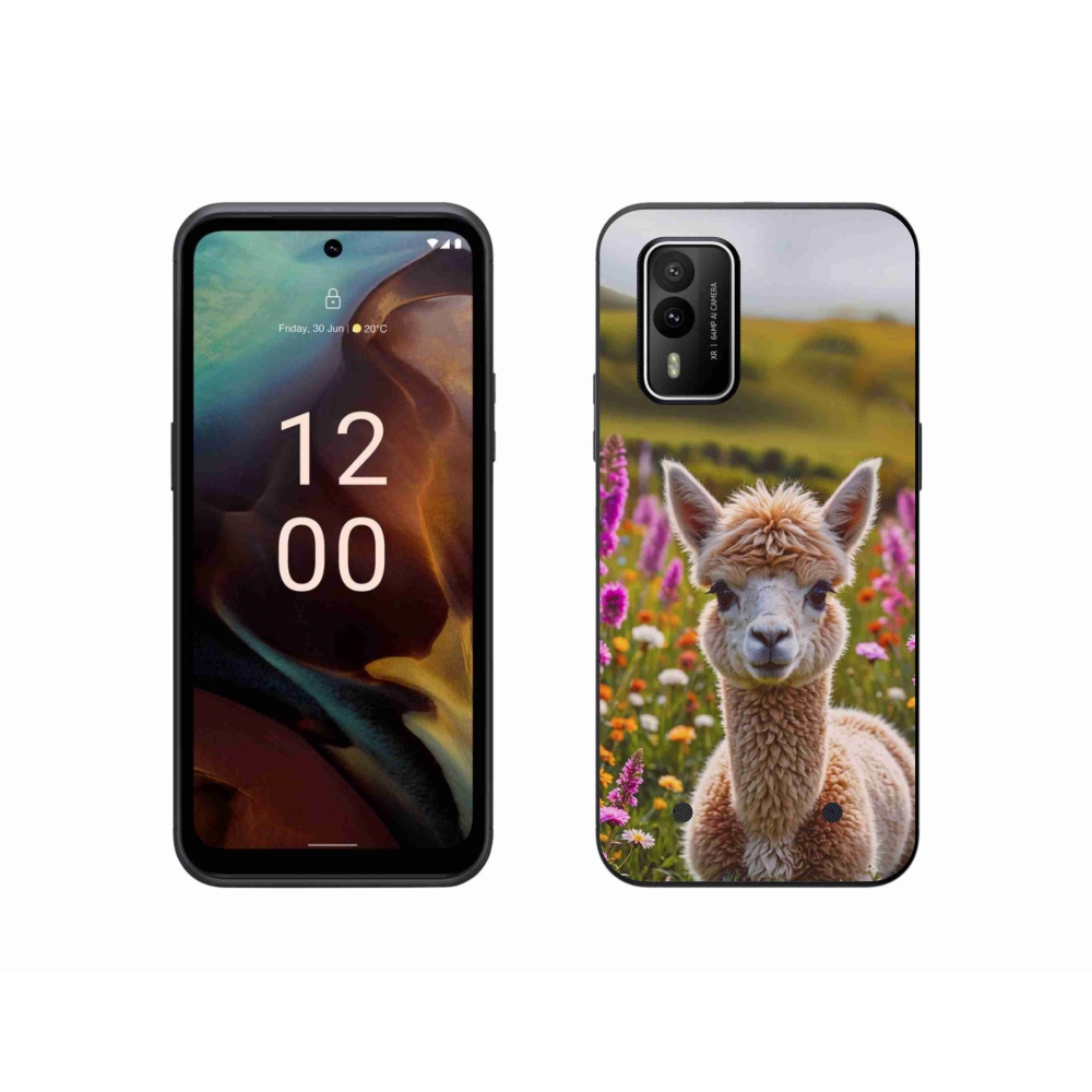 Gelový kryt mmCase na Nokia XR21 - lama na louce