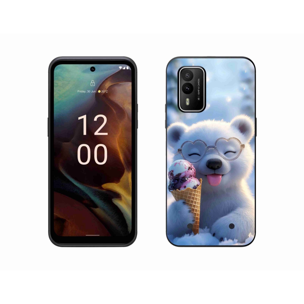 Gelový kryt mmCase na Nokia XR21 - medvídek se zmrzlinou
