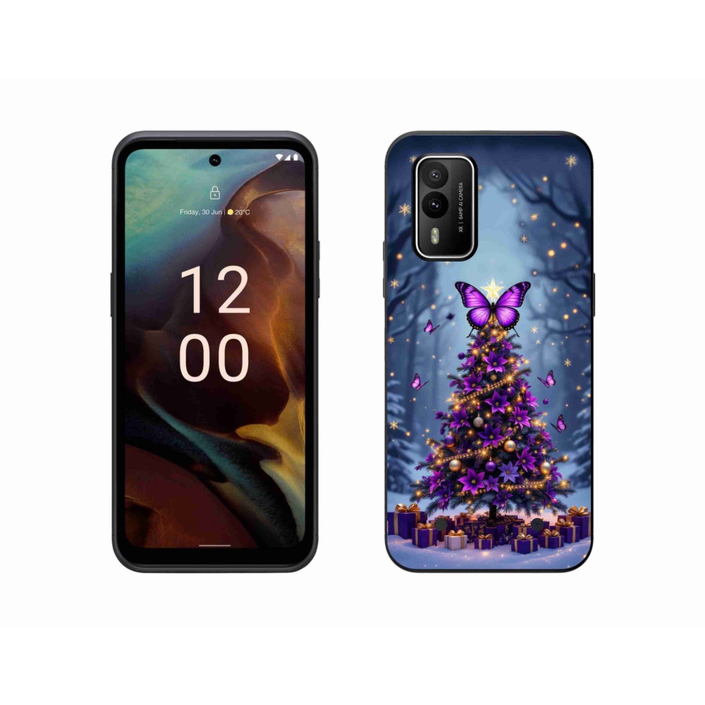 Gelový kryt mmCase na Nokia XR21 - motýlí vánoční stromek