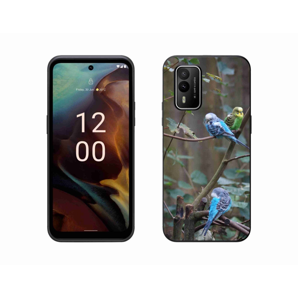 Gelový kryt mmCase na Nokia XR21 - papoušci na větvi