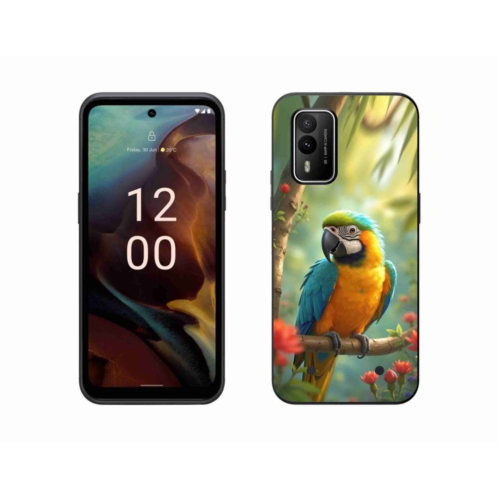 Gelový kryt mmCase na Nokia XR21 - papoušek ara modrožlutá
