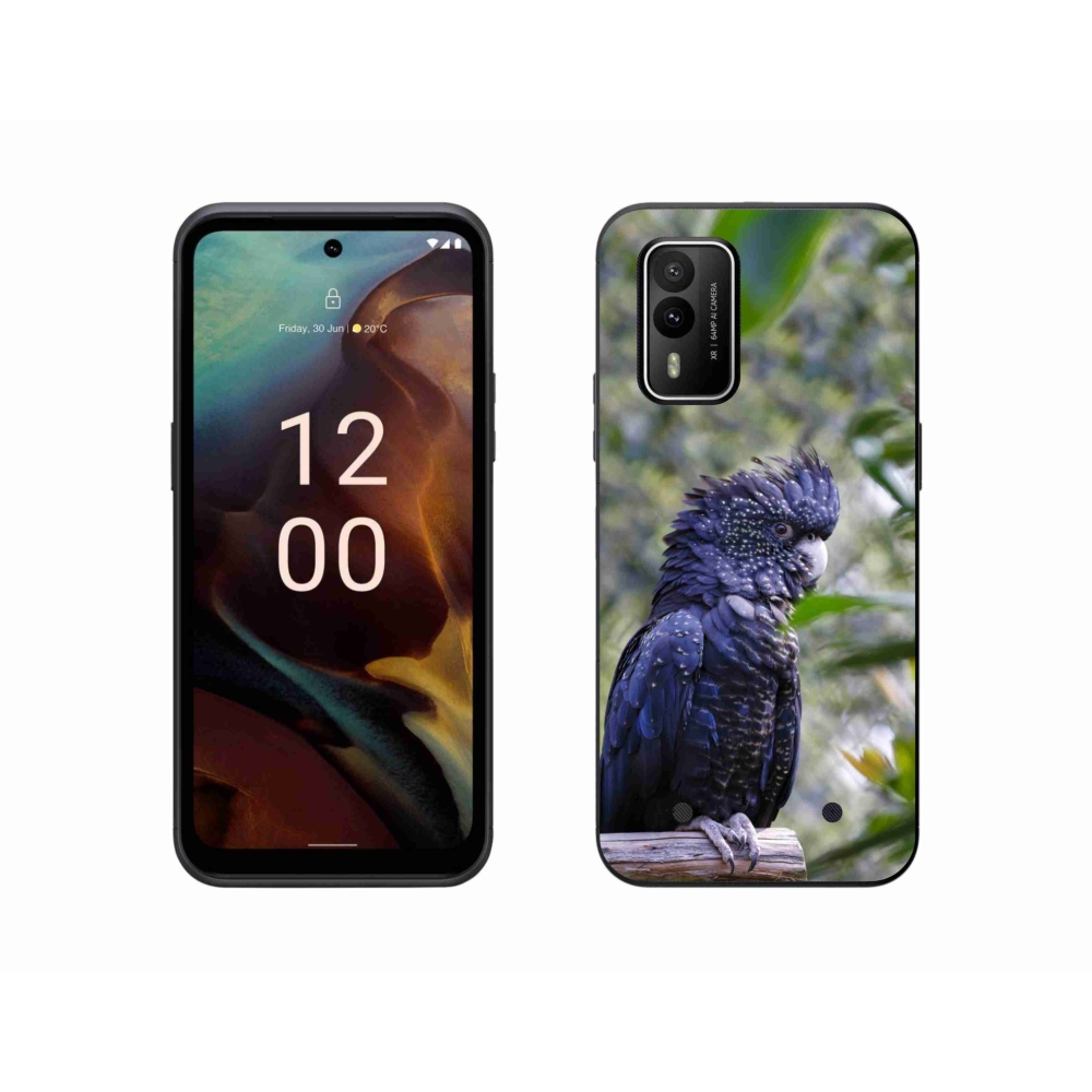 Gelový kryt mmCase na Nokia XR21 - papoušek kakadu černý