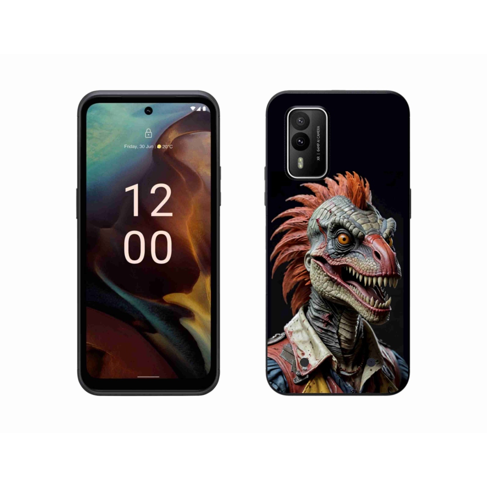 Gelový kryt mmCase na Nokia XR21 - punk dinosaurus