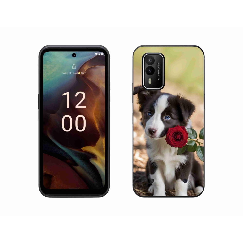 Gelový kryt mmCase na Nokia XR21 - roztomilá border kolie s růží