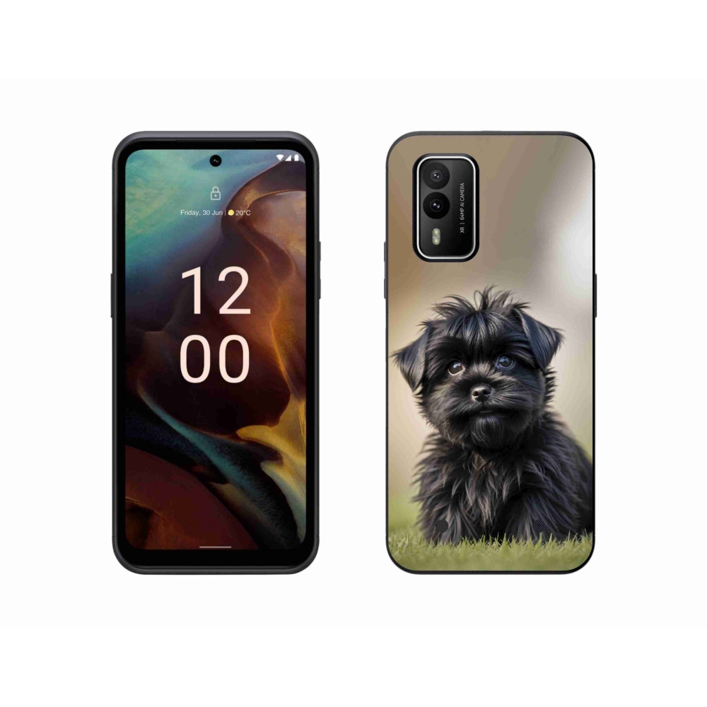 Gelový kryt mmCase na Nokia XR21 - roztomilý černý pejsek