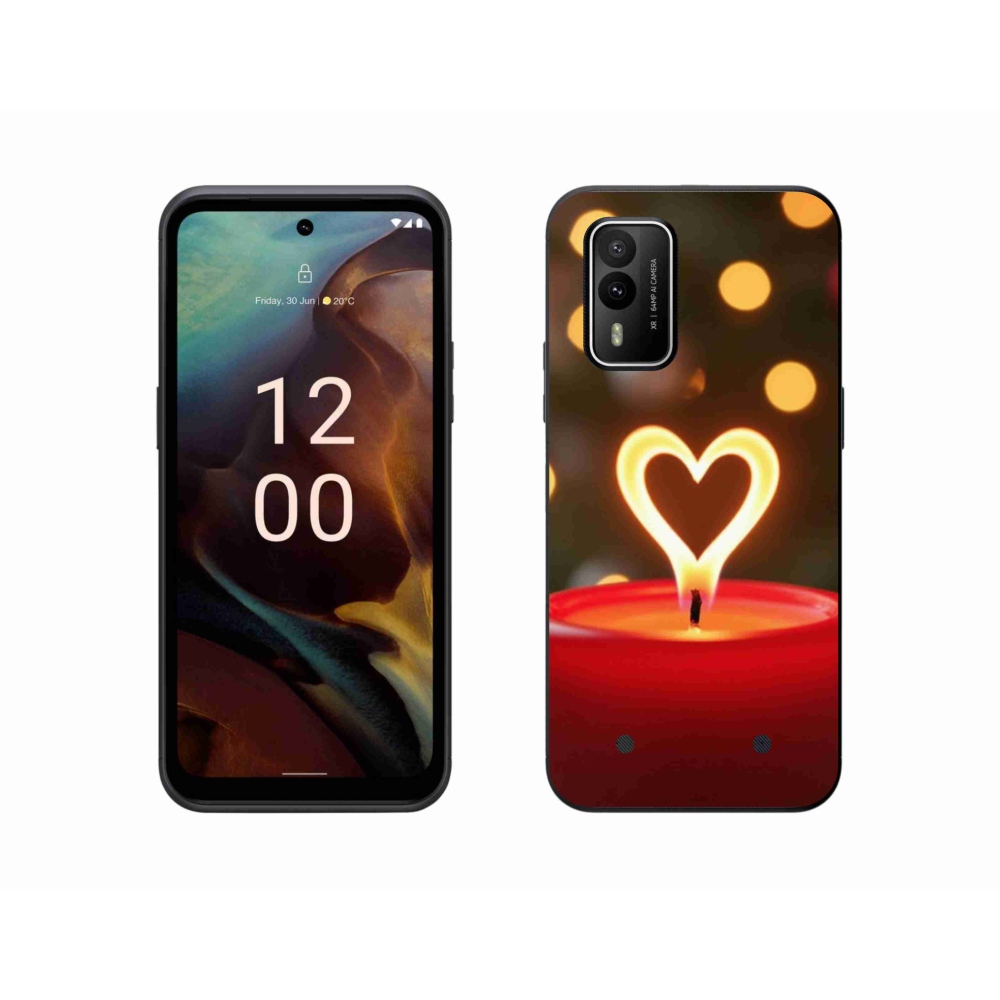 Gelový kryt mmCase na Nokia XR21 - srdce z plamene