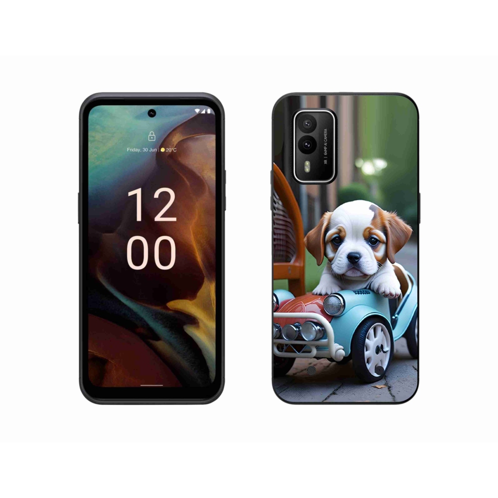 Gelový kryt mmCase na Nokia XR21 - štěně v retro autě