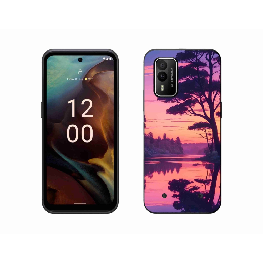 Gelový kryt mmCase na Nokia XR21 - západ slunce nad jezerem