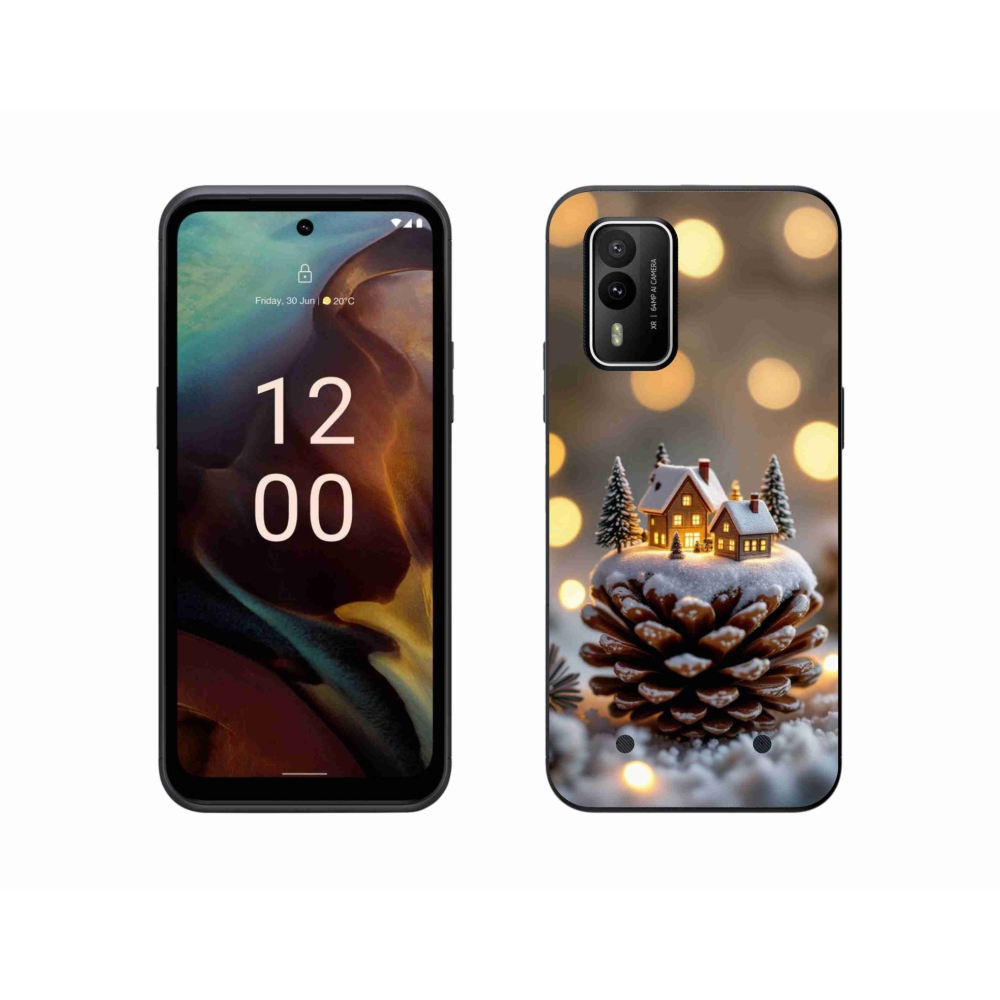 Gelový kryt mmCase na Nokia XR21 - zimní vesnička