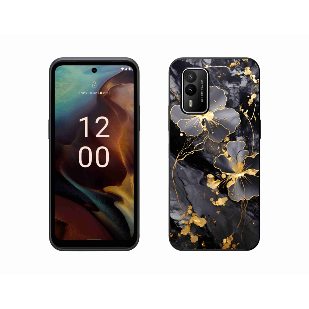 Gelový kryt mmCase na Nokia XR21 - zlaté květy