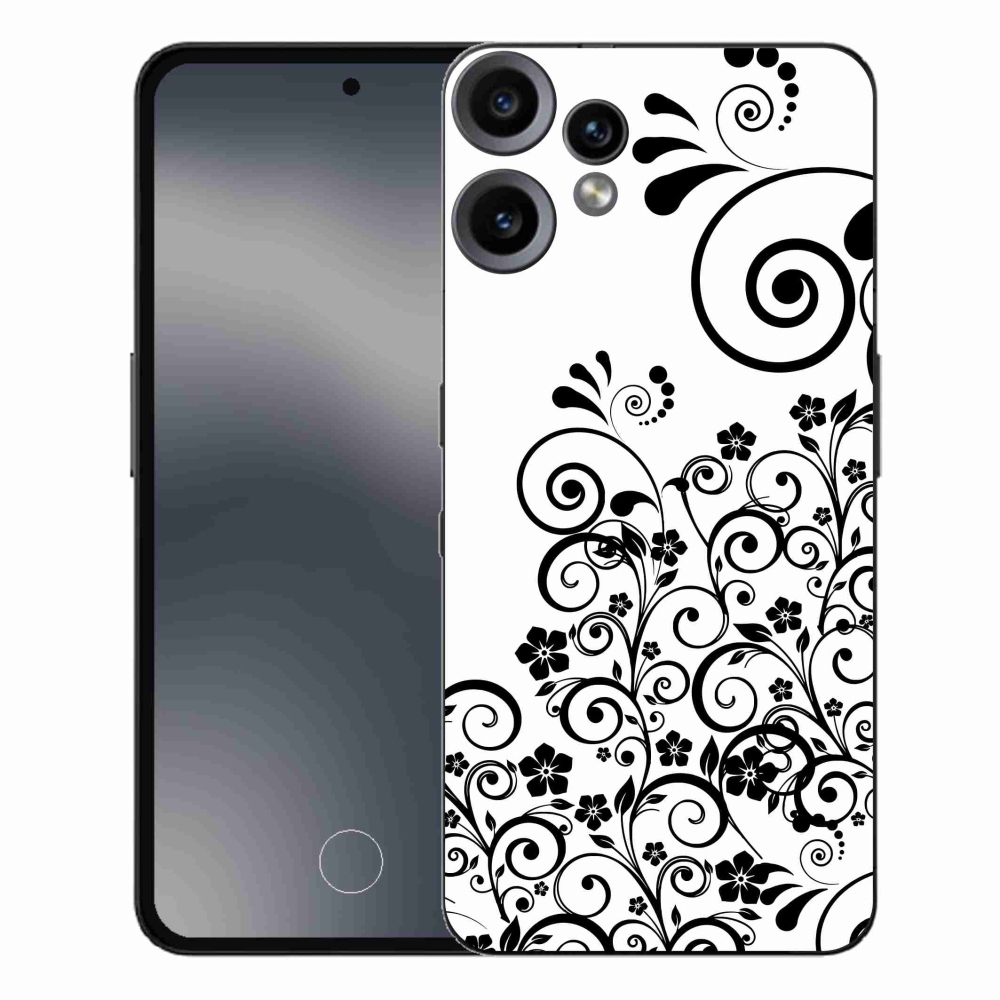 Gelový kryt mmCase na Nothing CMF Phone 2 Pro - černobílé květinové vzory