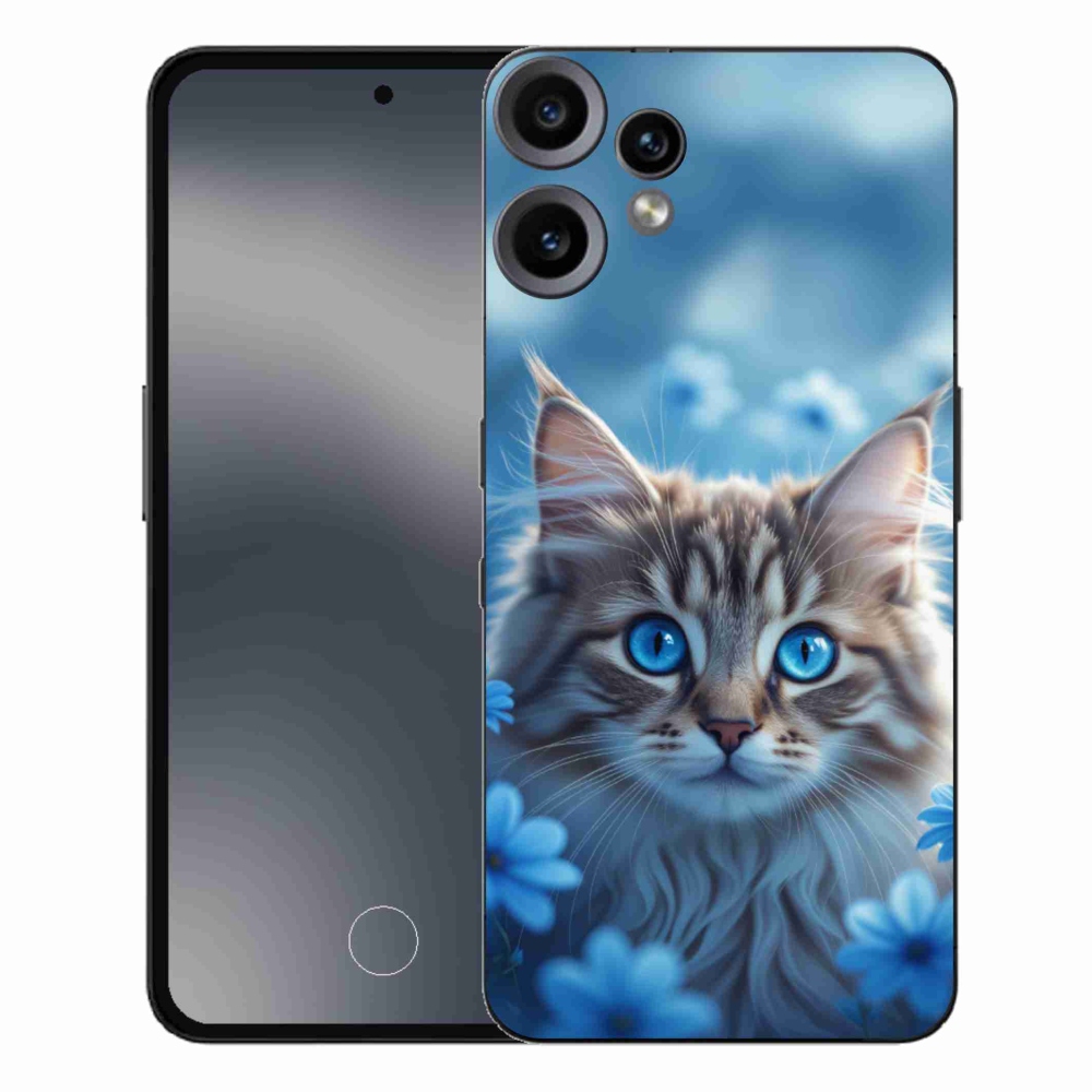 Gelový kryt mmCase na Nothing CMF Phone 2 Pro - koťátko v modrých květech