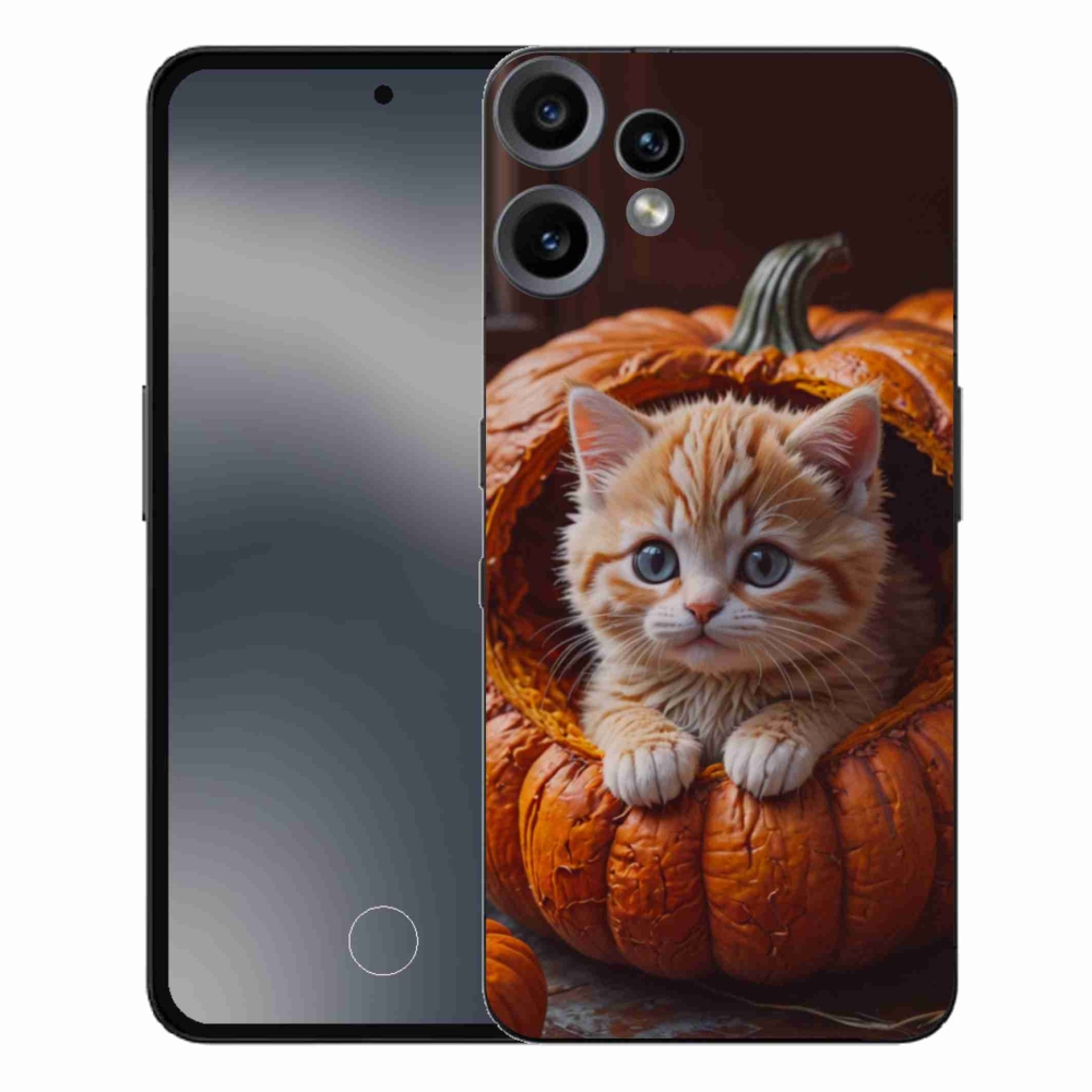 Gelový kryt mmCase na Nothing CMF Phone 2 Pro - kotě a dýně 2