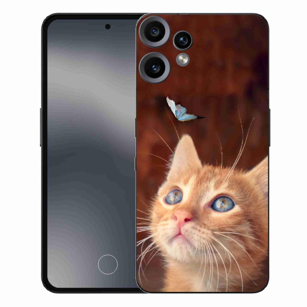 Gelový kryt mmCase na Nothing CMF Phone 2 Pro - motýl a kotě