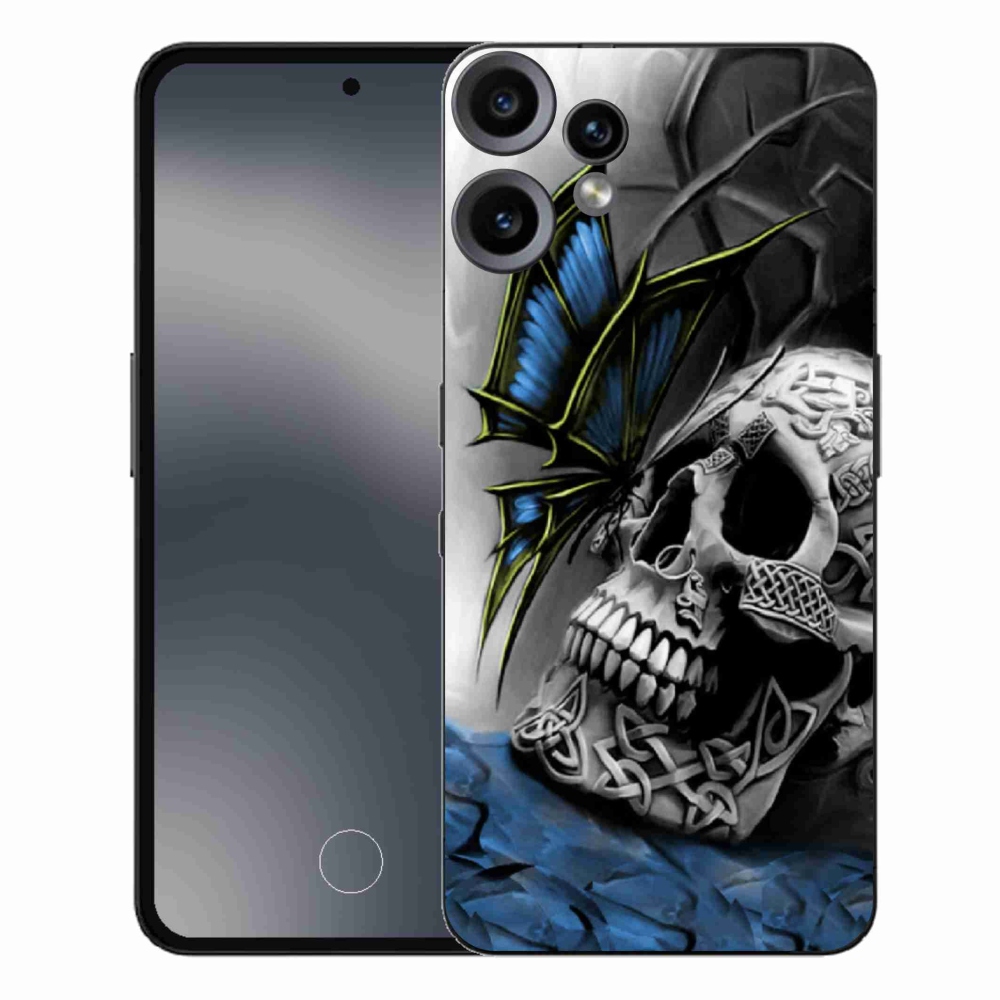 Gelový kryt mmCase na Nothing CMF Phone 2 Pro - motýl a lebka
