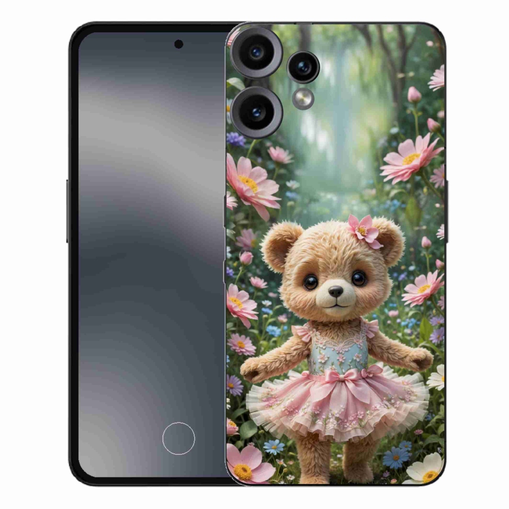 Gelový kryt mmCase na Nothing CMF Phone 2 Pro - roztomilý medvídek v květinách