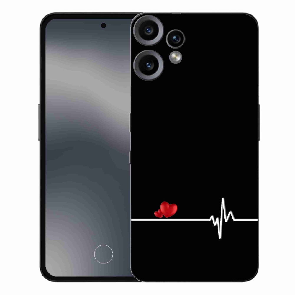 Gelový kryt mmCase na Nothing CMF Phone 2 Pro - srdce a tep černé pozadí