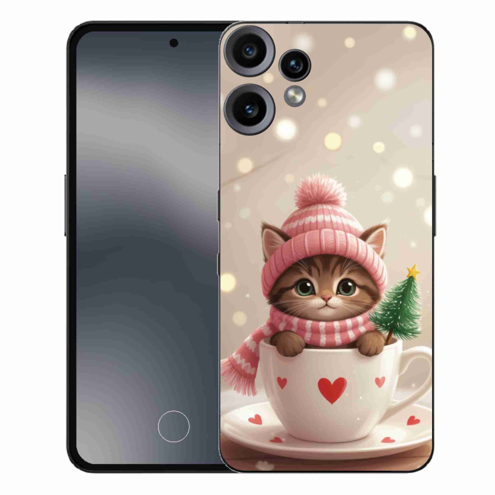 Gelový kryt mmCase na Nothing CMF Phone 2 Pro - vánoční kotě v hrnku