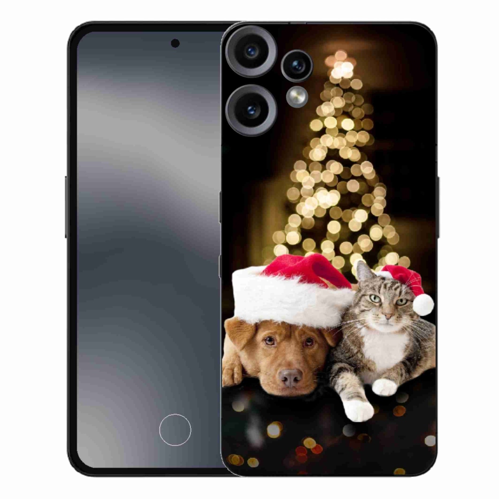 Gelový kryt mmCase na Nothing CMF Phone 2 Pro - vánoční pes a kočka