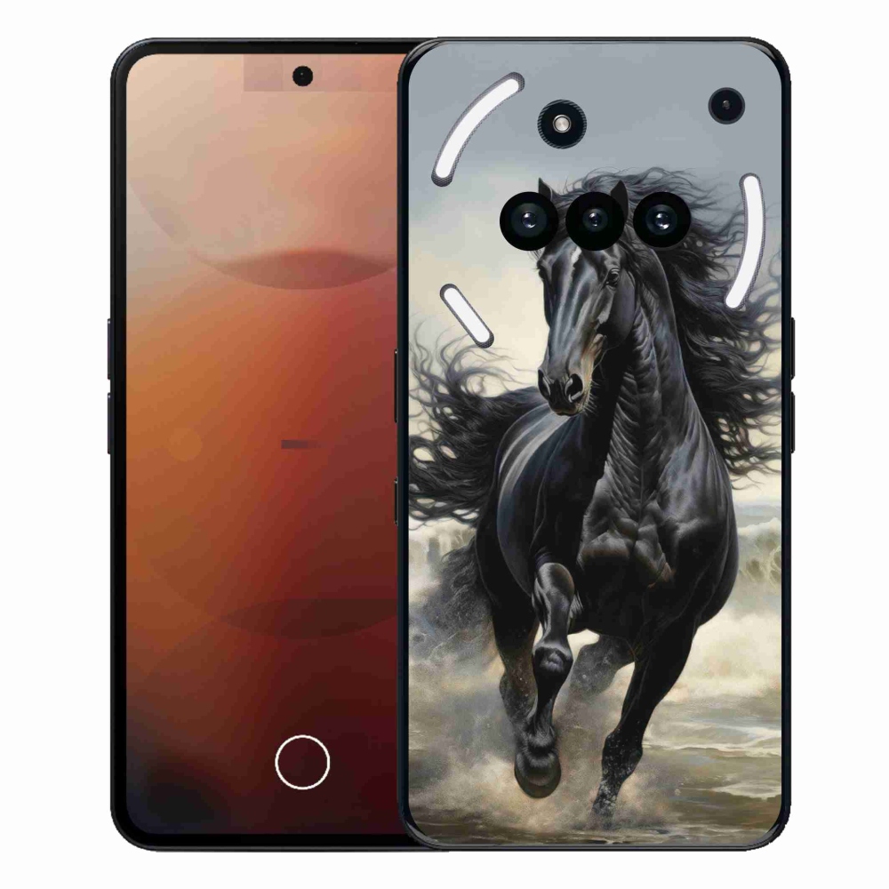 Gelový kryt mmCase na Nothing Phone (3a) - běžící černý kůň