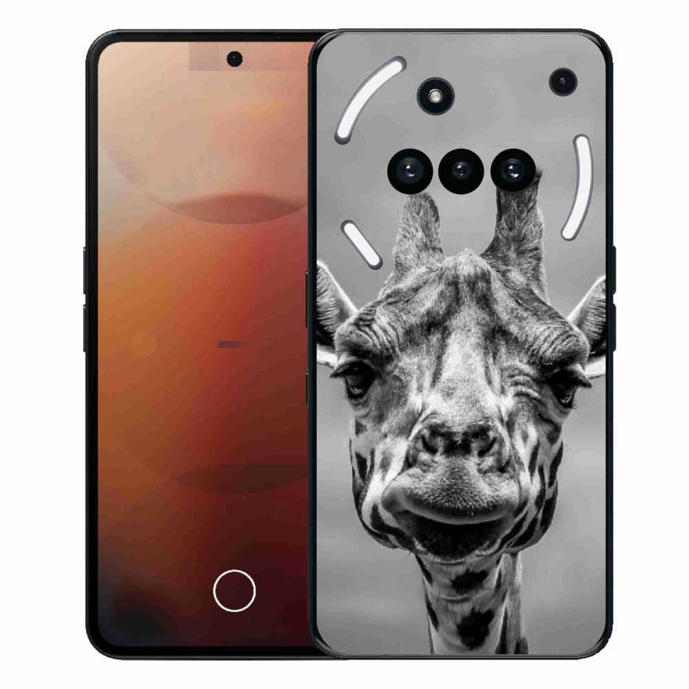 Gelový kryt mmCase na Nothing Phone (3a) - černobílá žirafa