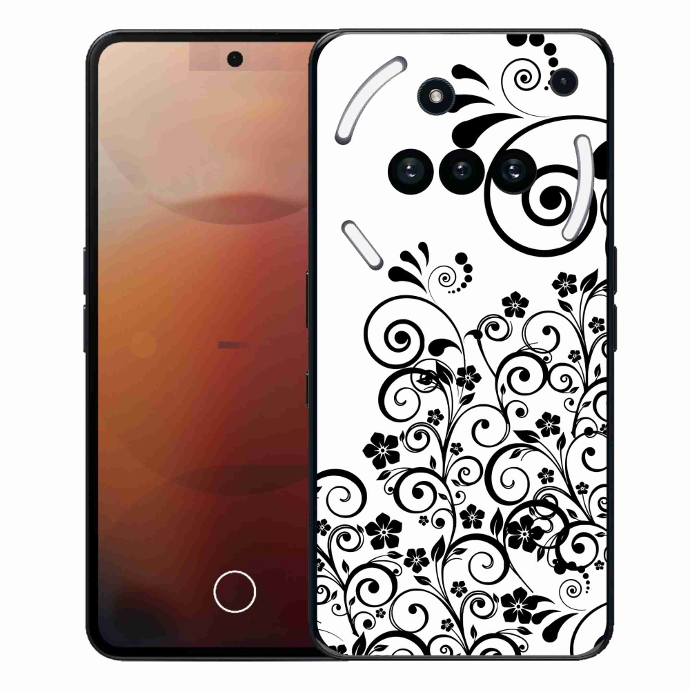 Gelový kryt mmCase na Nothing Phone (3a) - černobílé květinové vzory