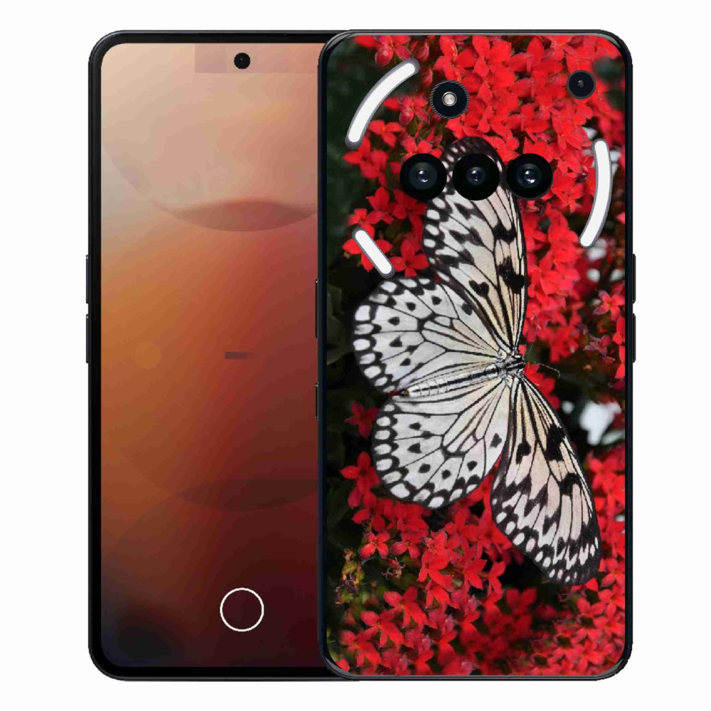 Gelový kryt mmCase na Nothing Phone (3a) - černobílý motýl 1