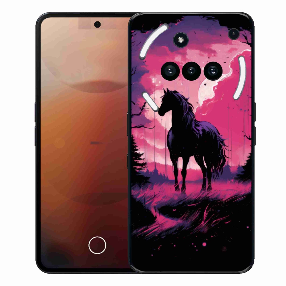 Gelový kryt mmCase na Nothing Phone (3a) - černý kreslený kůň 1